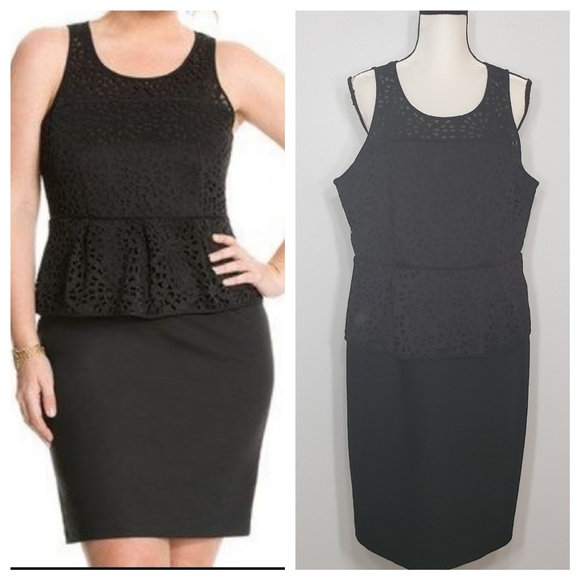Lane Bryant Dresses & Skirts - LANE BRYANT black laser cut out peplum dress
